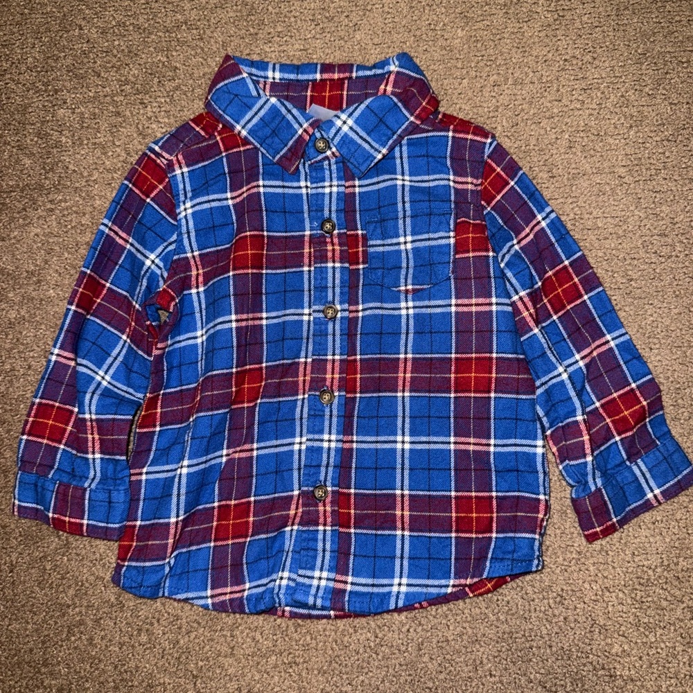 Kids Plaid Shirt - Red and Blue
